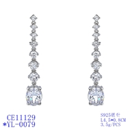 Picture of Good Cubic Zirconia Platinum Plated Dangle Earrings