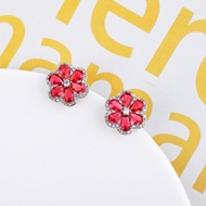 Picture of Nickel Free Platinum Plated Flowers & Plants Stud Earrings with No-Risk Refund