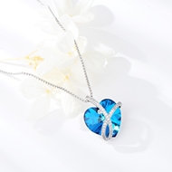 Show details for Love & Heart Blue Pendant Necklace with Beautiful Craftmanship