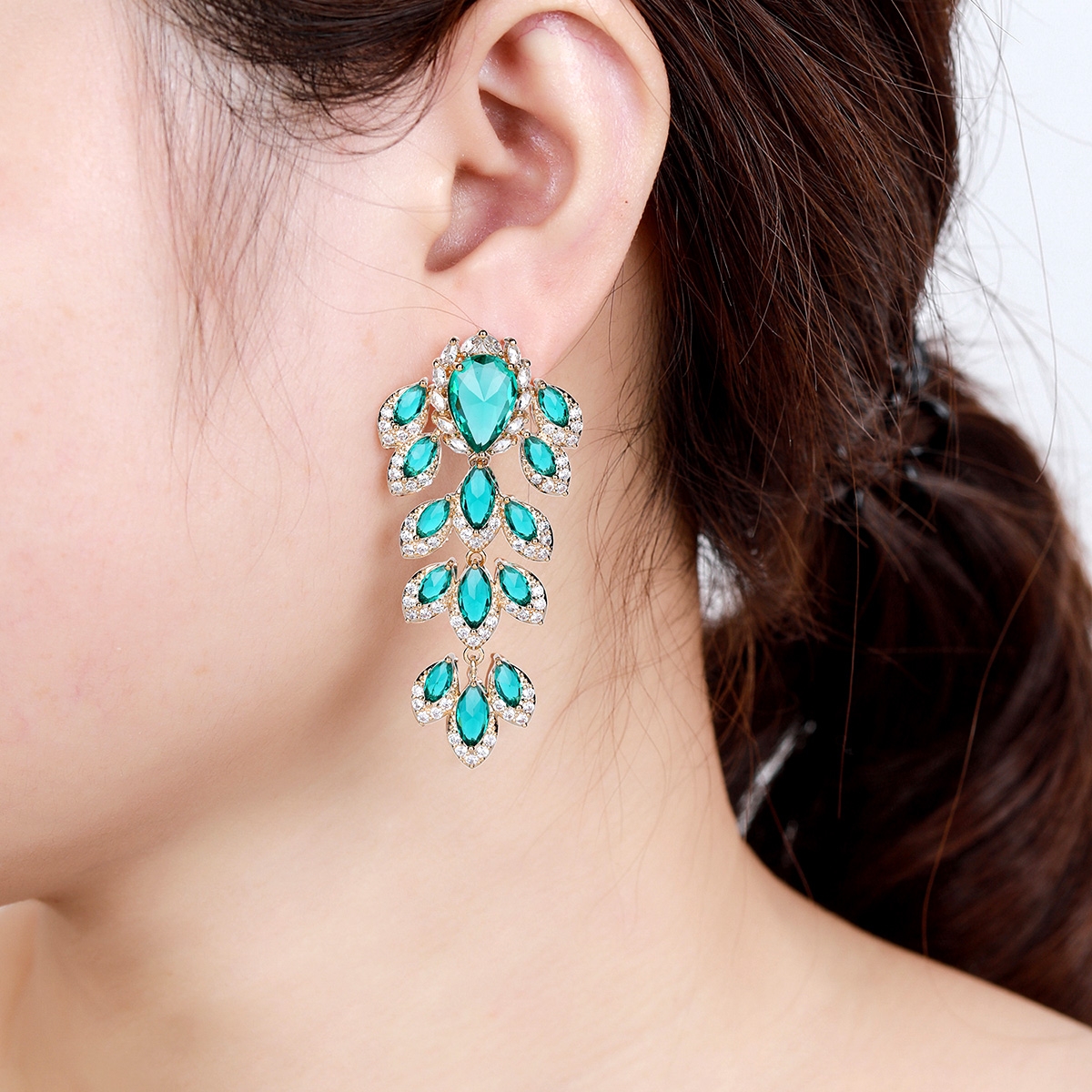 Irresistible Green Cubic Zirconia Dangle Earrings As a Gift