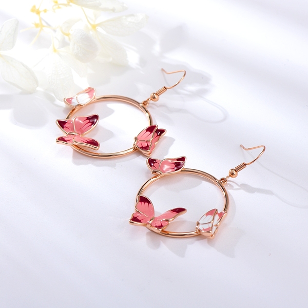 Picture of Featured Pink Zinc Alloy Dangle Earrings in Exclusive Design