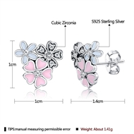 Picture of Brand New Platinum Plated Flowers & Plants Stud Earrings with SGS/ISO Certification