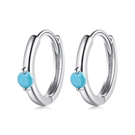 Picture of Brand New Blue Platinum Plated Small Hoop Earrings with Full Guarantee
