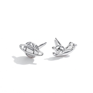 Picture of 925 Sterling Silver Platinum Plated Stud Earrings with Fast Delivery