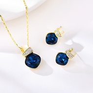 Picture of Long-Term Supplier Dark Blue Crystal 2 Pieces Jewelry Sets