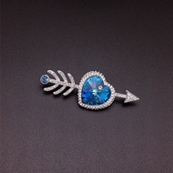 Show details for Attractive Blue Platinum Plated Brooche with Wow Elements