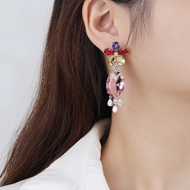 Picture of Big Gold Plated Dangle Earrings Online Only