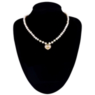 Picture of Copper or Brass Artificial Pearl Short Chain Necklace in Exclusive Design
