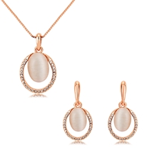 Show details for Designer Rose Gold Plated Classic 2 Piece Jewelry Set with Easy Return