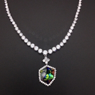Show details for Big Swarovski Element Short Chain Necklace with Fast Shipping