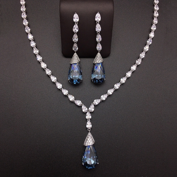 Picture of Cheap Platinum Plated Blue 2 Piece Jewelry Set for Ladies