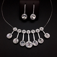 Show details for Platinum Plated White 2 Piece Jewelry Set with Low MOQ