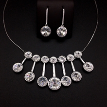 Show details for Platinum Plated White 2 Piece Jewelry Set with Low MOQ