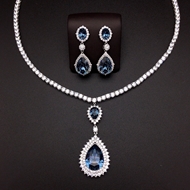 Show details for Designer Platinum Plated Zinc Alloy 2 Piece Jewelry Set with No-Risk Return