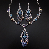 Show details for Inexpensive Platinum Plated Blue 2 Piece Jewelry Set in Flattering Style