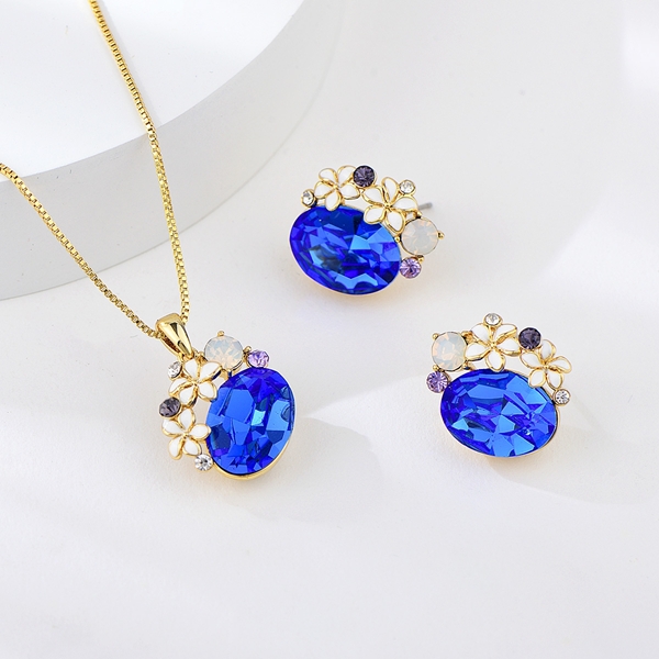 Picture of Best Artificial Crystal Copper or Brass 2 Piece Jewelry Set