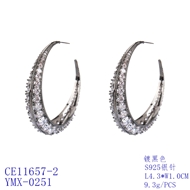 Picture of Purchase Platinum Plated Copper or Brass Hoop Earrings Exclusive Online