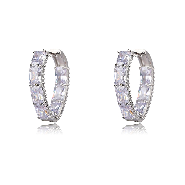 Picture of Wholesale Platinum Plated Luxury Hoop Earrings with No-Risk Return