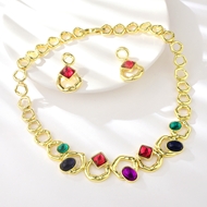 Show details for Big Artificial Crystal 2 Piece Jewelry Set in Bulk