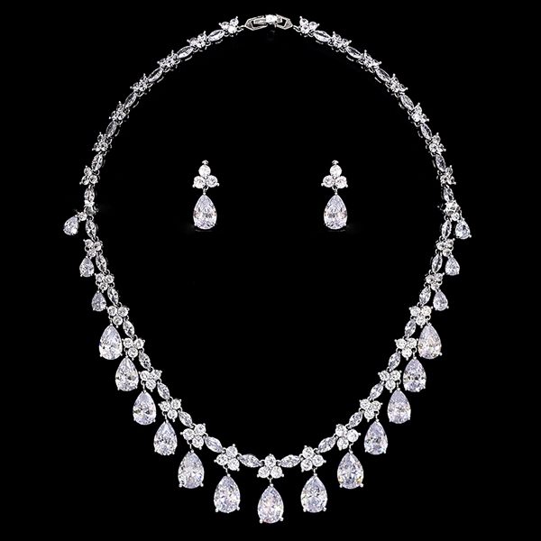 Picture of Buy Platinum Plated Cubic Zirconia 2 Piece Jewelry Set with Wow Elements
