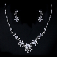 Show details for Unusual Big Platinum Plated 2 Piece Jewelry Set