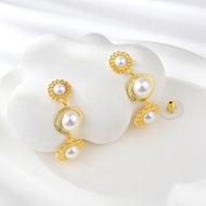 Show details for Shop Gold Plated White Dangle Earrings with Wow Elements