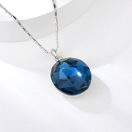 Picture of Designer Platinum Plated Blue Pendant Necklace with No-Risk Return