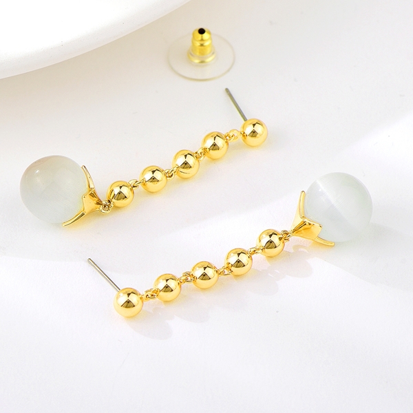 Picture of Nickel Free Gold Plated White Dangle Earrings with No-Risk Refund