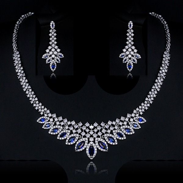 Picture of Luxury Blue 2 Piece Jewelry Set with Fast Delivery