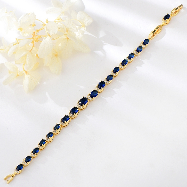 Picture of Hypoallergenic Gold Plated Blue Fashion Bracelet with Easy Return