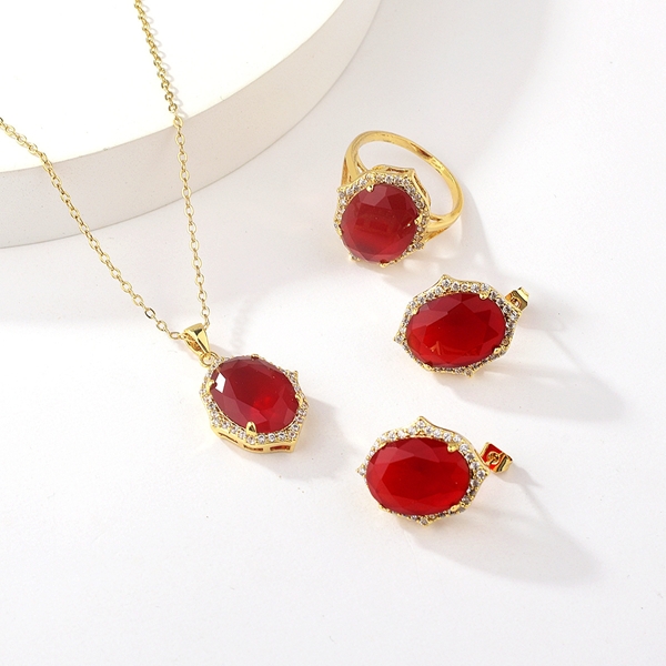 Picture of Eye-Catching Red Big 3 Piece Jewelry Set with Member Discount