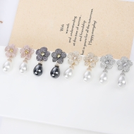 Picture of New Season White Cubic Zirconia Dangle Earrings with SGS/ISO Certification
