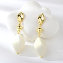 Show details for Trendy White Gold Plated Dangle Earrings with No-Risk Refund
