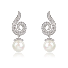 Show details for Copper or Brass Platinum Plated Dangle Earrings at Super Low Price