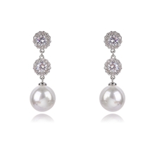 Show details for Copper or Brass Cubic Zirconia Dangle Earrings at Great Low Price