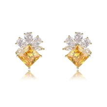 Show details for Wholesale Gold Plated Cubic Zirconia Big Stud Earrings with No-Risk Return