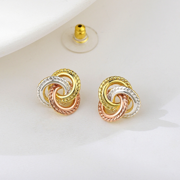 Picture of Attractive Multi-tone Plated Copper or Brass Big Stud Earrings For Your Occasions