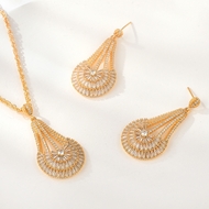 Show details for Hypoallergenic Champagne Gold Medium 2 Piece Jewelry Set with Easy Return