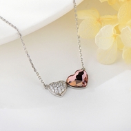Show details for Fashion Swarovski Element Love & Heart Pendant Necklace