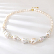 Show details for Baroque pearls natural pearl necklace