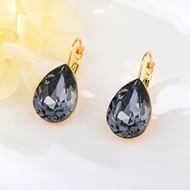 Show details for Distinctive Black Swarovski Element Hoop Earrings with Low MOQ