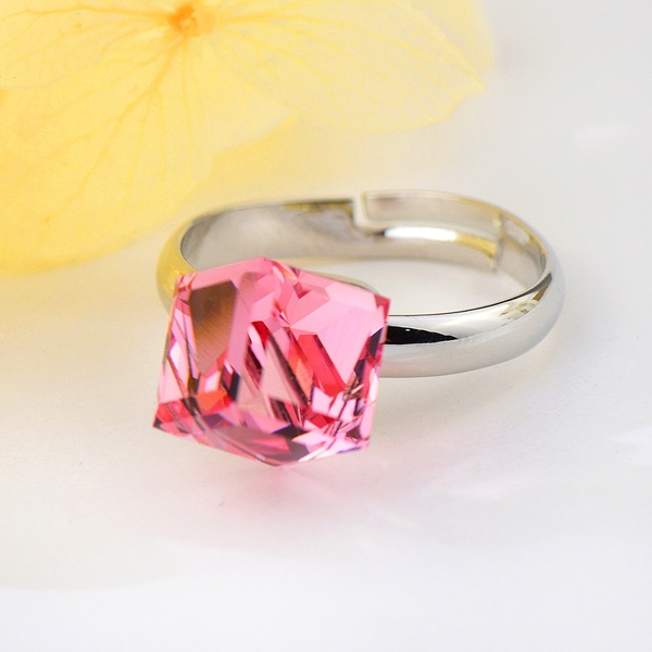 Picture of Good Quality Swarovski Element Pink Adjustable Ring