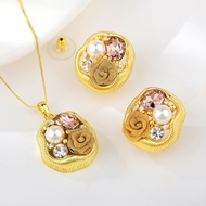 Show details for Zinc Alloy Pink 2 Piece Jewelry Set From Reliable Factory