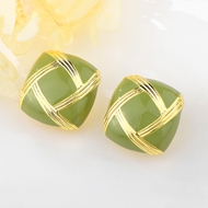 Picture of Hypoallergenic Gold Plated Green Stud Earrings with Easy Return