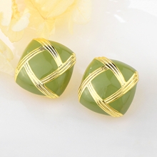 Show details for Hypoallergenic Gold Plated Green Stud Earrings with Easy Return