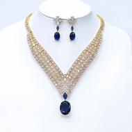 Show details for Brand New Blue Cubic Zirconia 2 Piece Jewelry Set with Full Guarantee
