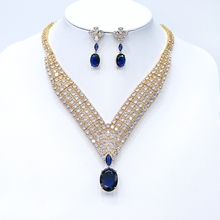 Show details for Brand New Blue Cubic Zirconia 2 Piece Jewelry Set with Full Guarantee
