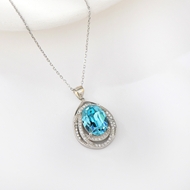 Show details for Featured Blue 925 Sterling Silver Pendant Necklace with Full Guarantee