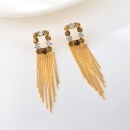 Show details for Fancy Swarovski Element Medium Tassel Earrings with Easy Return