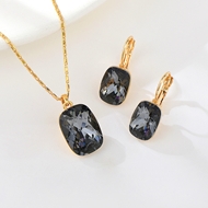 Show details for Fancy Swarovski Element Black 2 Piece Jewelry Set